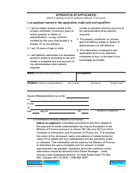 Form 74.27 Application for Confirmation by Resealing of Appointment or Certificate of Ancillary Appointment of Estate Trustee With a Will - Ontario, Canada, Page 2