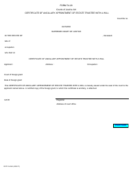 Document preview: Form 74.29 Certificate of Ancillary Appointment of Estate Trustee With a Will - Ontario, Canada