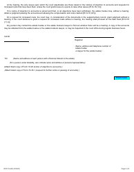 Form 74.44 Notice of Application to Pass Accounts - Ontario, Canada, Page 2