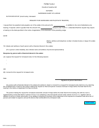 Document preview: Form 74.49.2 Request for Increased Costs (Estate Trustee) - Ontario, Canada