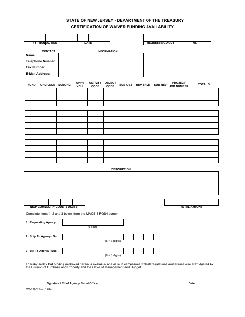 Form CC-129C  Printable Pdf
