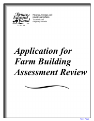 Document preview: Form 11PT15-30654 Application for Farm Building Assessment Review - Prince Edward Island, Canada