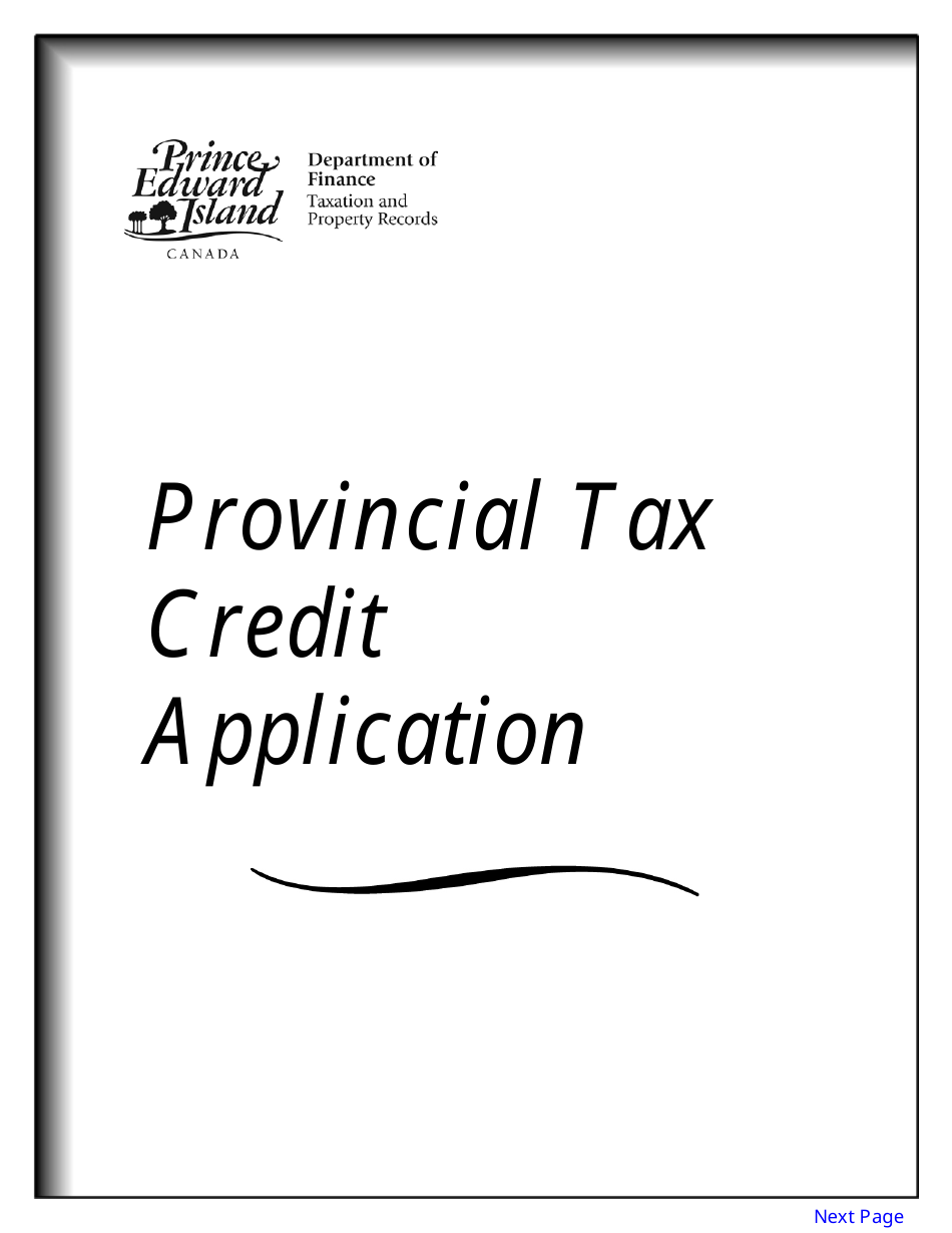 Provincial Tax Credit Application - Prince Edward Island, Canada, Page 1