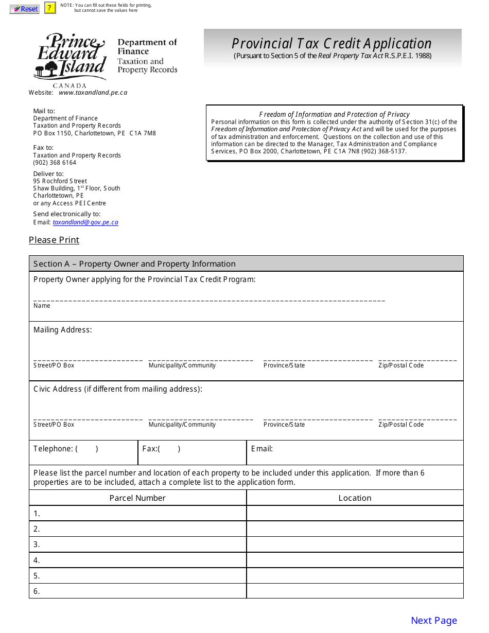 Provincial Tax Credit Application - Prince Edward Island, Canada, Page 3