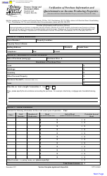 Form 11PT15-30683 Verification of Purchase Information and Questionnaire on Income Producing Properties - Prince Edward Island, Canada