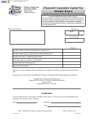 Document preview: Form 11PT15-30693 Financial Corporation Capital Tax Monthly Return - Prince Edward Island, Canada