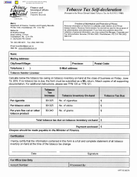 Document preview: Form 11PT15-30579 Tobacco Tax Self-declaration - Prince Edward Island, Canada