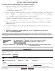 Form VSA796 Application to Add Paternity Information - British Columbia, Canada, Page 2
