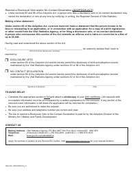 Form VSA633 Rescind a Disclosure Veto or No-Contact Declaration Pertaining to an Adopted Person or Birth Parent - British Columbia, Canada, Page 2