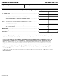 Form 1537A Schedule 12 Ontario Exploration Expenses - Ontario, Canada, Page 3
