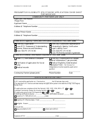 Form 1004D Presumptive Eligibility (Pe) Cfi/Hcbc Application Cover Sheet for Medicaid - New Hampshire