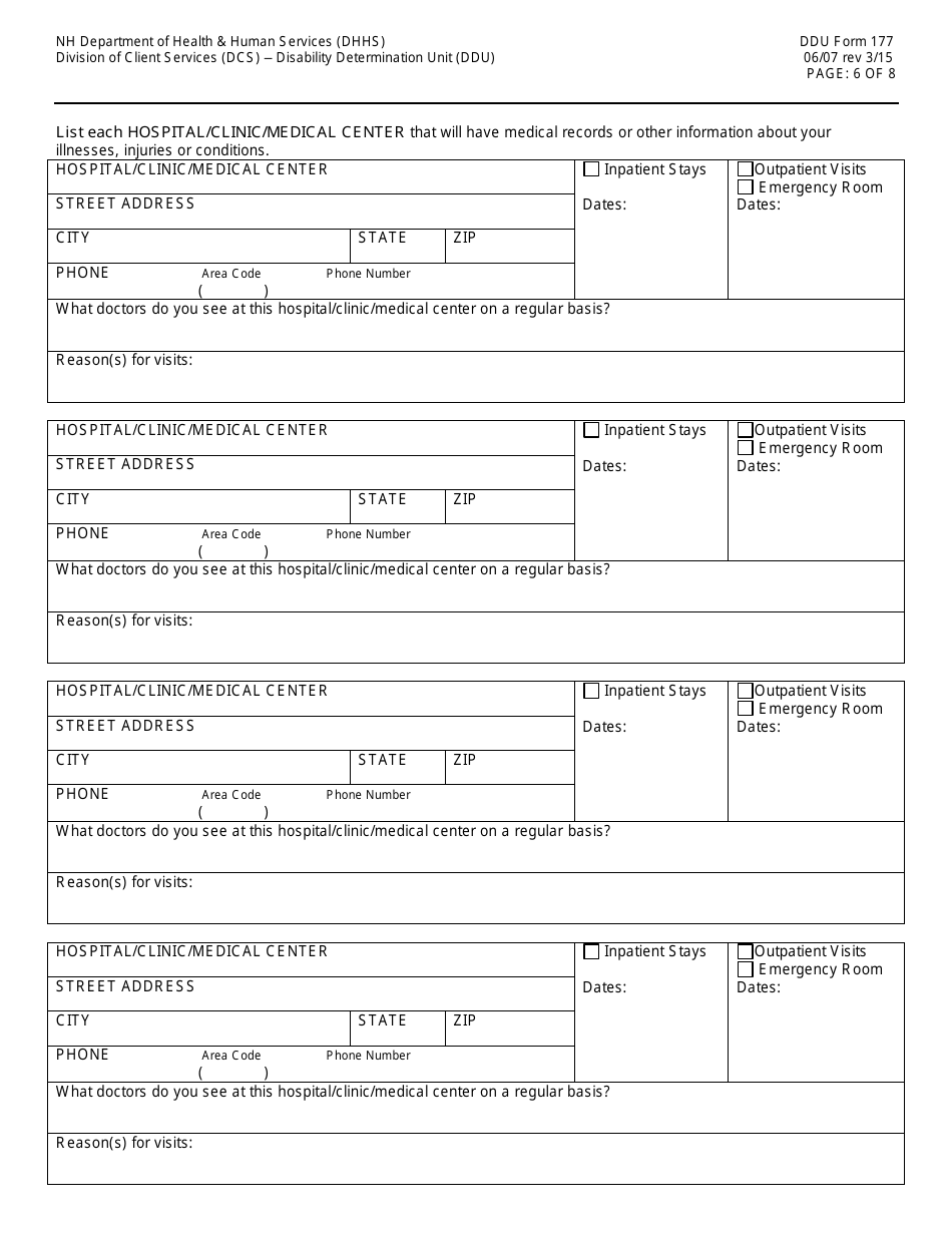 DDU Form 177 Nonmedical Evaluation of Disability - New Hampshire, Page 6