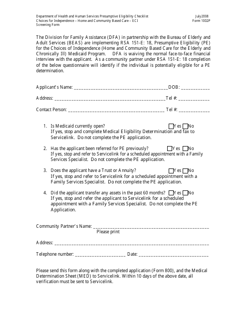 Form 1002P  Printable Pdf