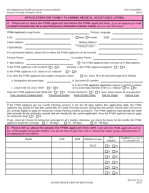 DFA Form 800FP  Printable Pdf