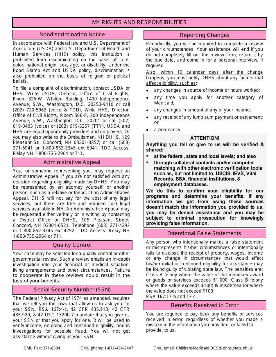 Form 800FP Application for Family Planning Medical Assistance (Fpma) - New Hampshire, Page 3
