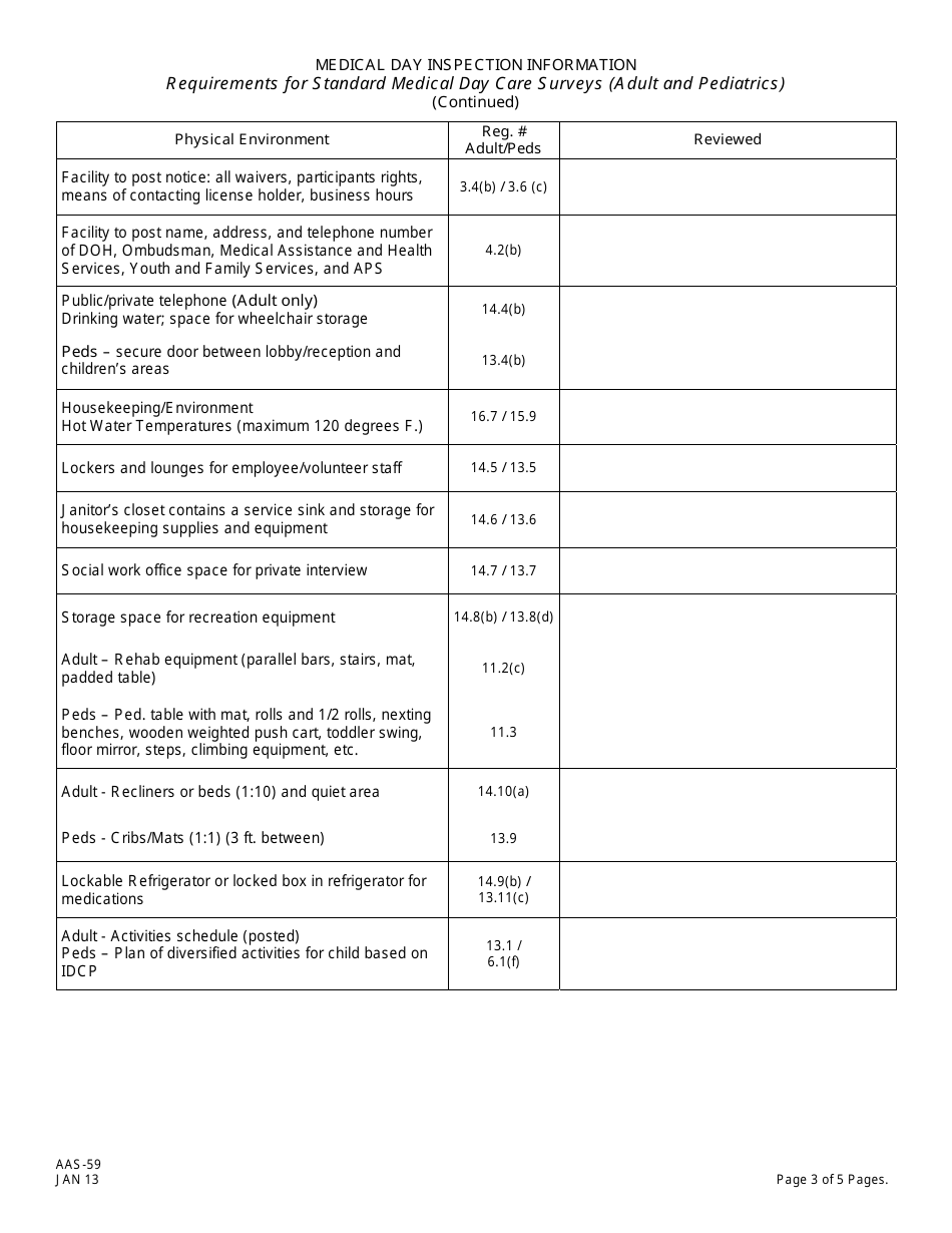 Form AAS-59 Medical Day Inspection Information - New Jersey, Page 3
