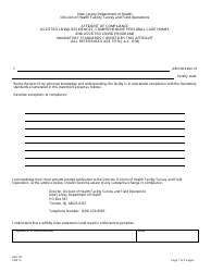 Form AAS-24 Affidavit of Compliance Assisted Living Residences, Comprehensive Personal Care Homes and Assisted Living Programs - New Jersey