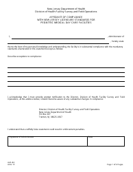 Form AAS-84 Affidavit of Compliance With New Jersey Licensure Standards for Pediatric Medical Day Care Facilities - New Jersey