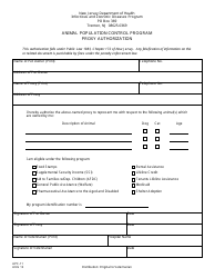 Document preview: Form APC-11 Animal Population Control Program Proxy Authorization - New Jersey