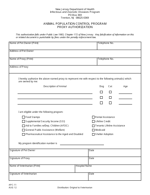 Form APC-11  Printable Pdf