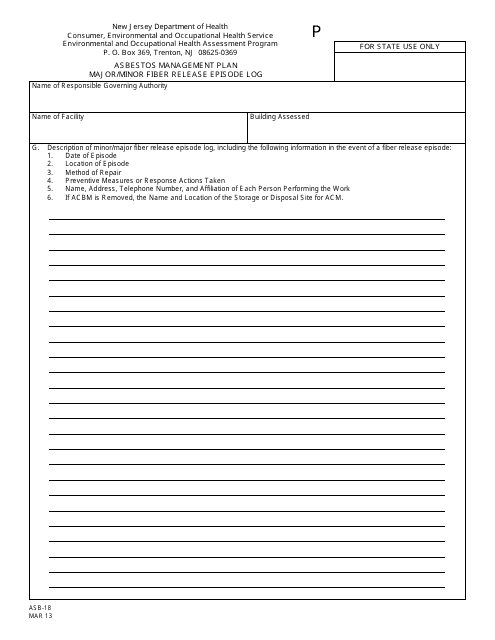 Form P (ASB-18)  Printable Pdf