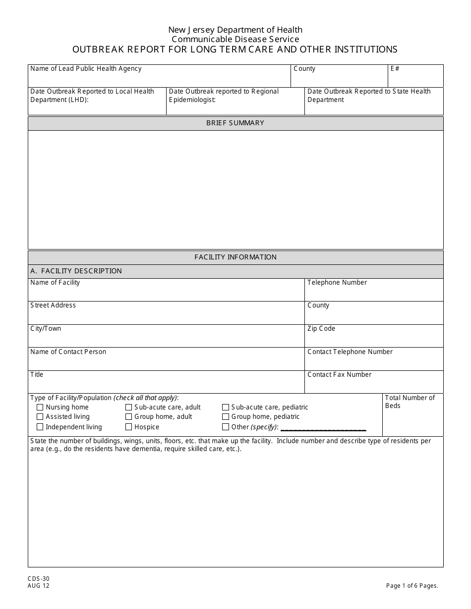 Form Cds-30 - Fill Out, Sign Online And Download Printable Pdf, New 