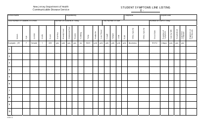 Document preview: Form CDS-33 Student Symptoms Line Listing - New Jersey