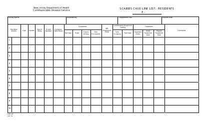 Document preview: Form CDS-34 Scabies Case Line List: Residents - New Jersey