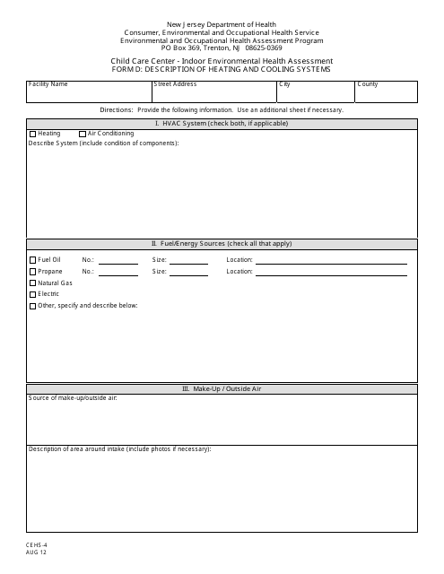 Form CEHS-4 (D)  Printable Pdf