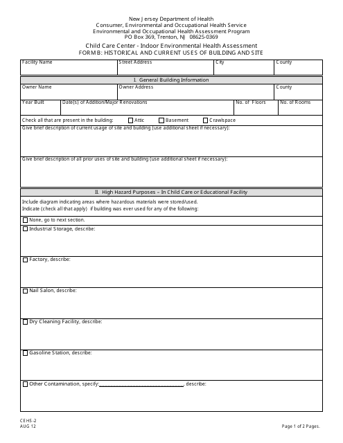 Form B (CEHS-2)  Printable Pdf