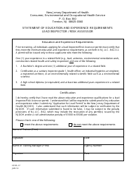 Document preview: Form CEHS-17 Statement of Education and Experience Requirements Lead Inspector / Risk Assessor - New Jersey