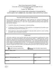 Document preview: Form CEHS-19 Statement of Education and Experience Requirements Supervisor for Commercial Buildings and Superstructures - New Jersey