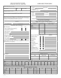 Form CH-2 Child Health Record - New Jersey