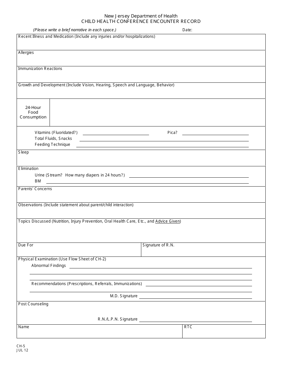 Form CH-5 - Fill Out, Sign Online and Download Printable PDF, New ...