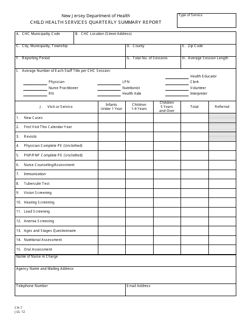 Form CH-7  Printable Pdf