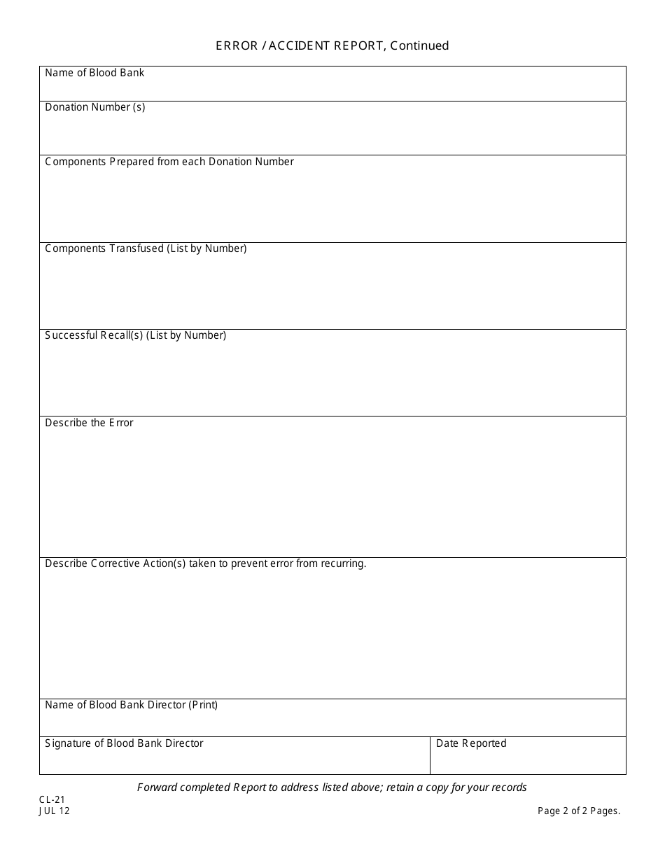 Form CL-21 - Fill Out, Sign Online and Download Printable PDF, New ...