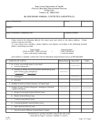Document preview: Form CL-8A Blood Bank Annual Statistics (Hospitals) - New Jersey