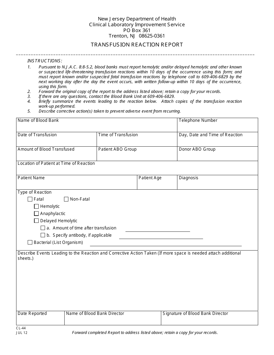 Form CL-44 - Fill Out, Sign Online and Download Printable PDF, New ...