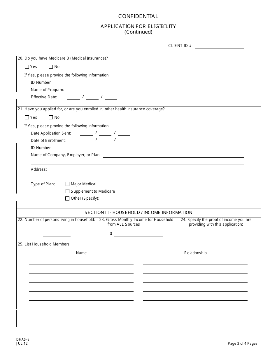 Form DHAS-8 - Fill Out, Sign Online and Download Printable PDF, New ...