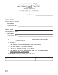 Document preview: Form DHAS-40 Certification of Separation - New Jersey