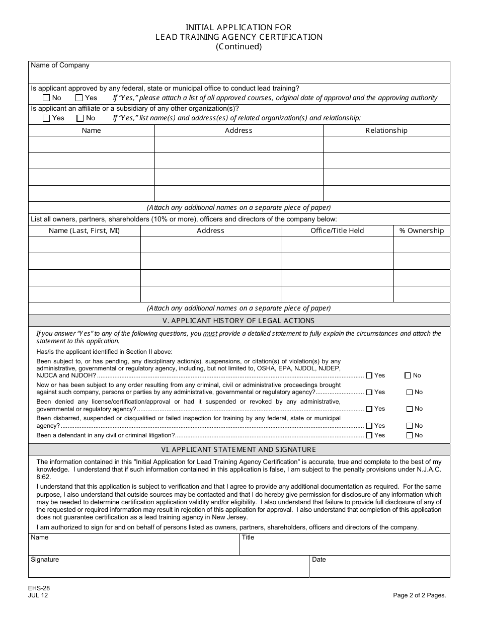 Form Ehs-28 - Fill Out, Sign Online And Download Printable Pdf, New 