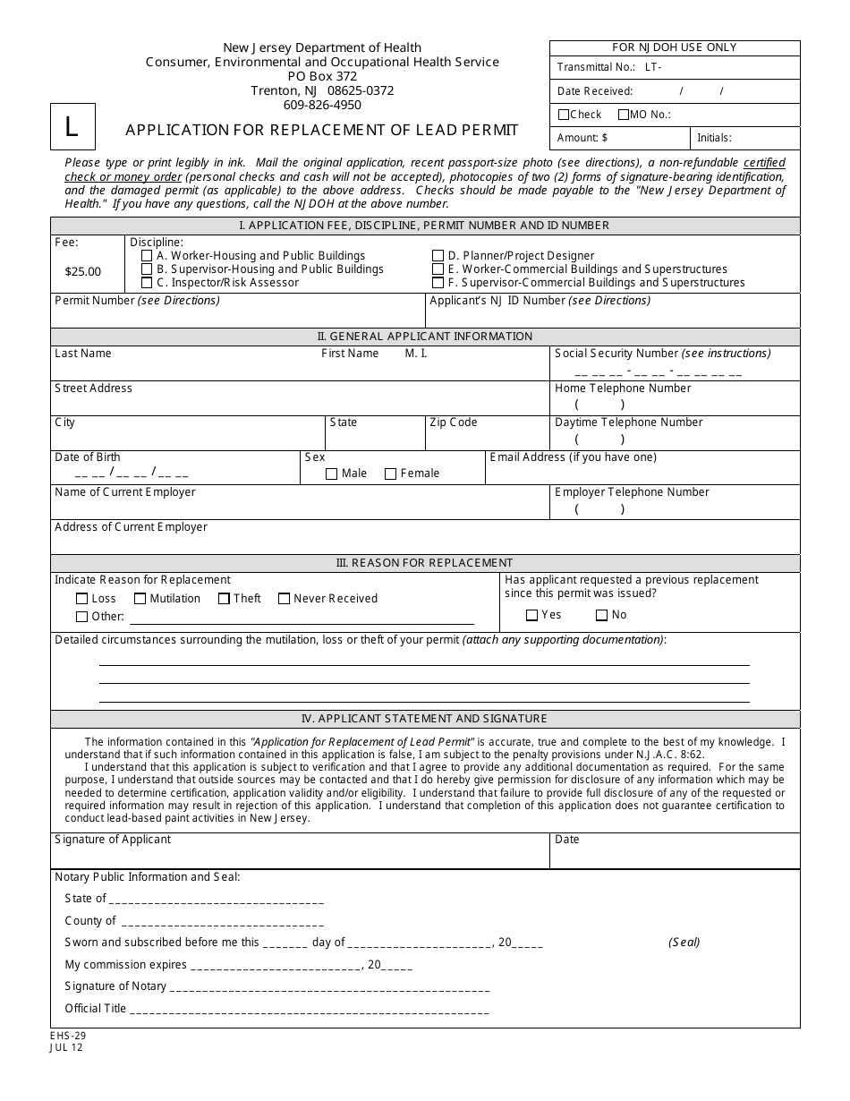 Form EHS-29 - Fill Out, Sign Online and Download Printable PDF, New ...