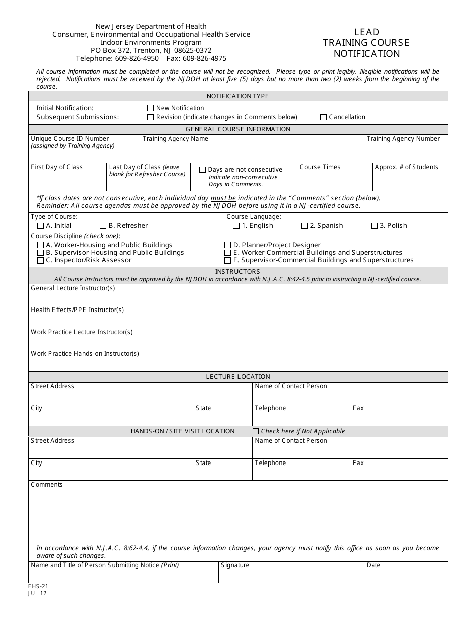 Form Ehs-21 - Fill Out, Sign Online And Download Printable Pdf, New 