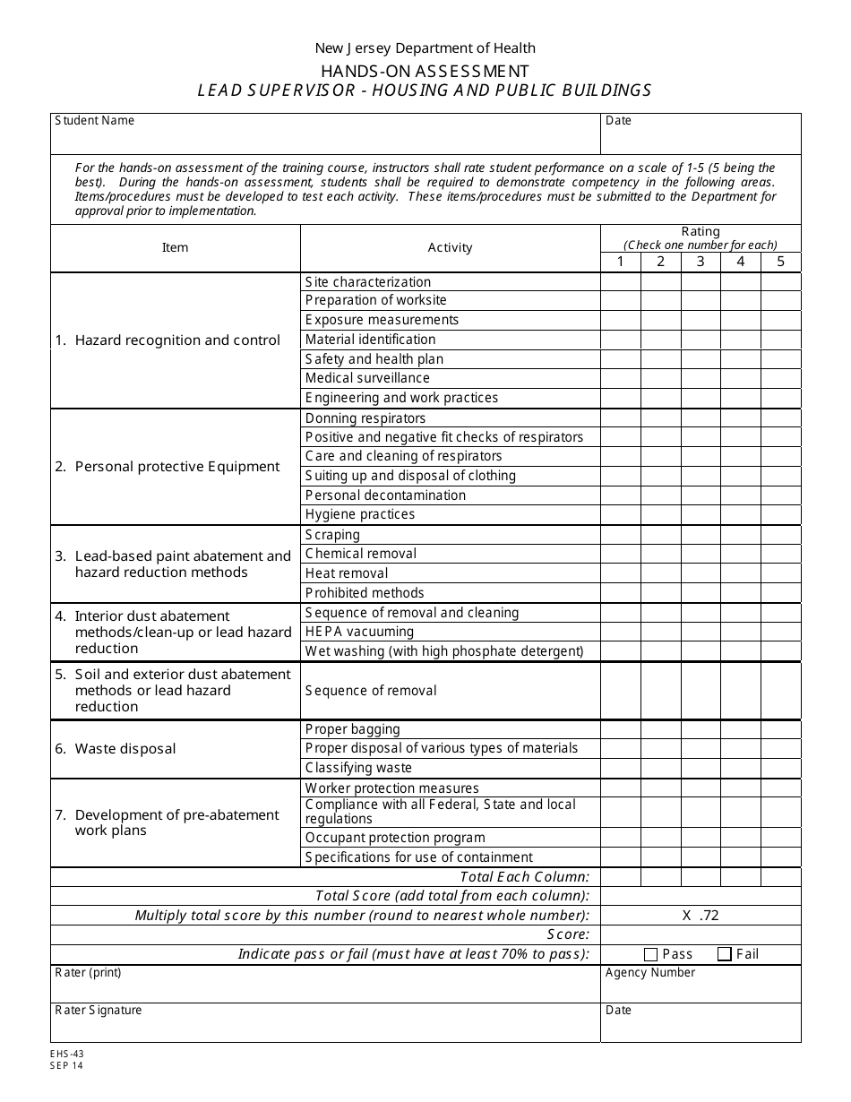 Form EHS43 Fill Out, Sign Online and Download Printable PDF, New Jersey Templateroller