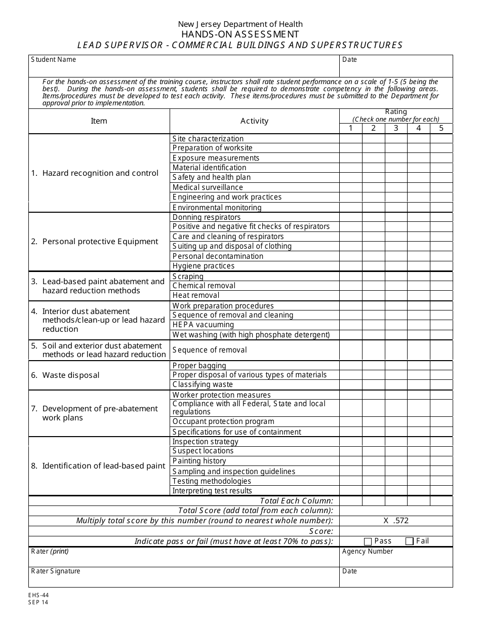 Form EHS-44 - Fill Out, Sign Online and Download Printable PDF, New ...