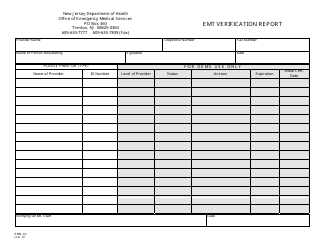 Document preview: Form EMS-10 Emt Verification Report - New Jersey