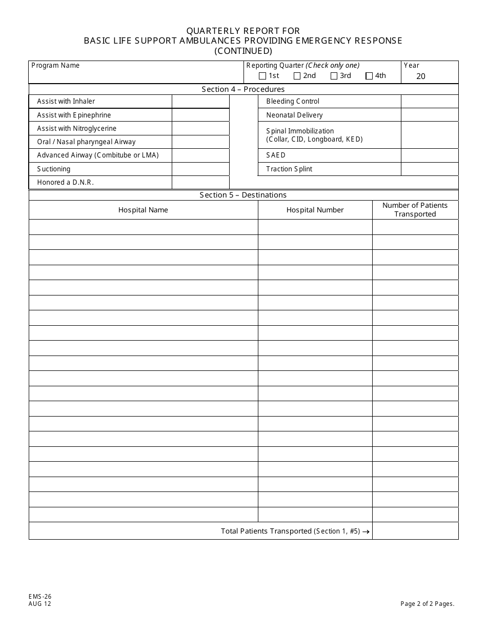 Form EMS-26 - Fill Out, Sign Online and Download Printable PDF, New ...