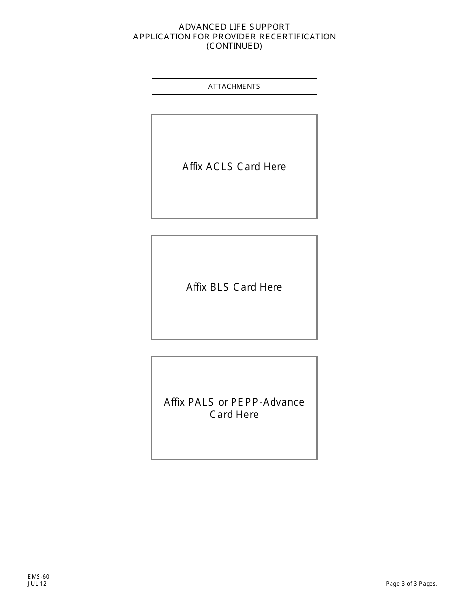 Form EMS-60 Advanced Life Support Application for Provider Recertification - New Jersey, Page 3