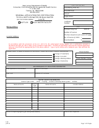 Form F-42 Renewal Application for Certification to Sell Bottled Water or Bulk Water - New Jersey