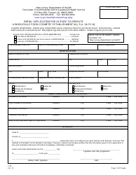 Form F-29 &quot;Initial Application for License to Operate a Wholesale Food-Cosmetic Establishment&quot; - New Jersey